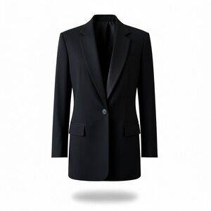DKNY Black Tailored Blazer with Satin Tuxedo Lapels Longline Fit Size 2